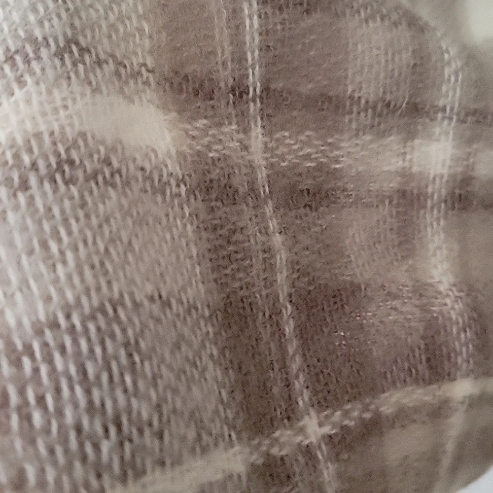 Blanket Plaid Cream Tan Fringe Soft Square Shawl Throw Wool Feels Scarf 57